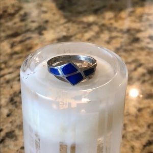Size 7 Egyptian Silver & Lapis Lazuli Ring